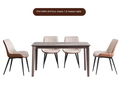 IN-Italian Light Luxury Rock Slab Dining Set 4 Seater