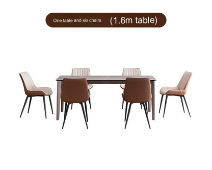 IN-Italian Light Luxury Rock Slab Dining Set - 6 Seater