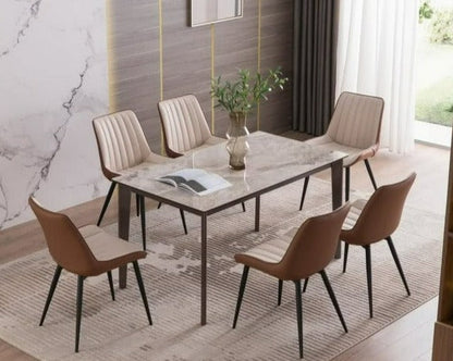 IN-Italian Light Luxury Rock Slab Dining Set - 6 Seater