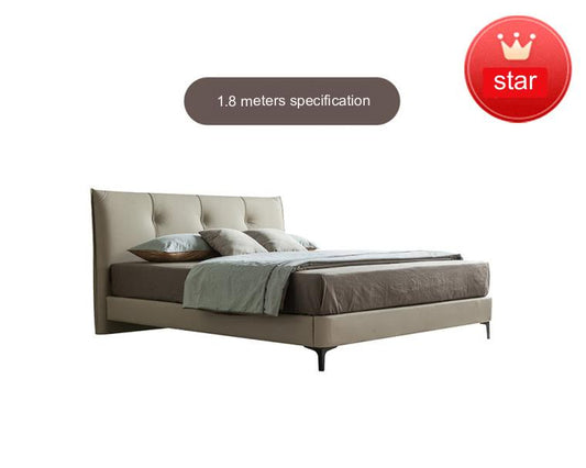 IN-Margaret modern simple leather art soft bed MILKY APRICOT