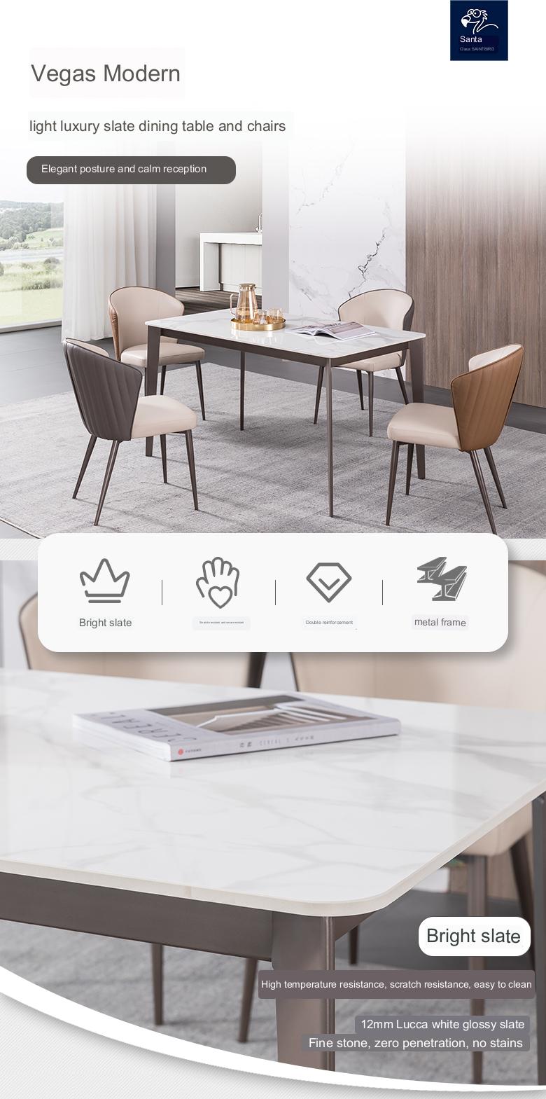 IN-Light & Luxury Slate Dining Set