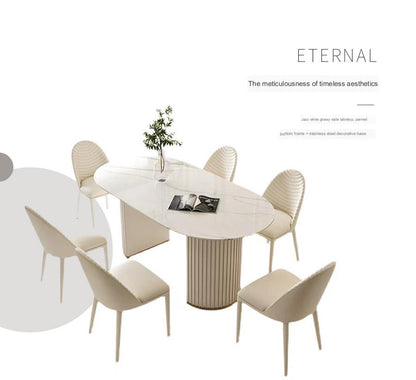 IN-Italian Fashion Rock Slab Dining Set 6 Seater