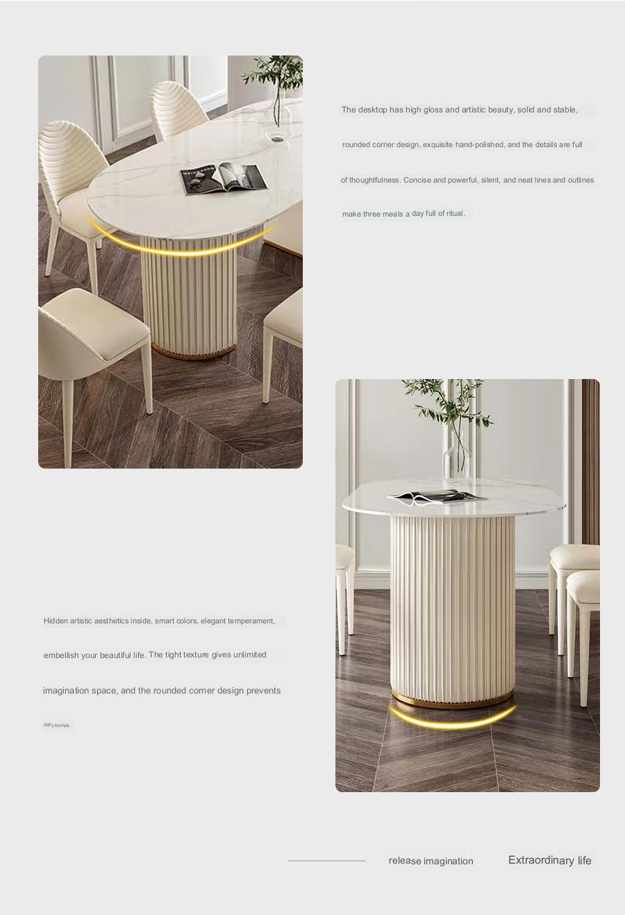 IN-Italian Fashion Rock Slab Dining Set 6 Seater