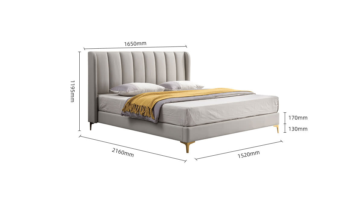 IN-Miranda series modern leather soft bed - MILKY BROWN