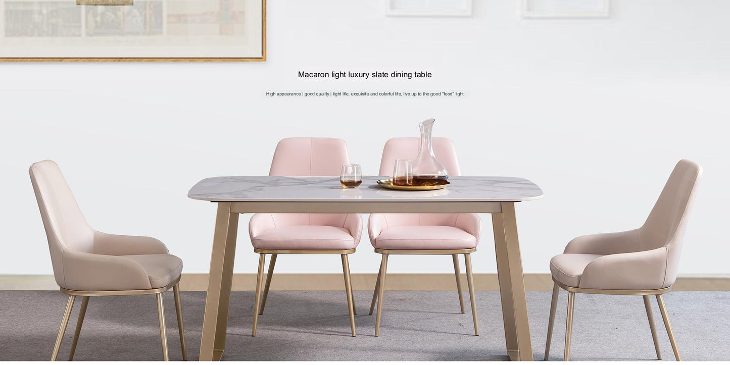 IN-Macaron-Nordic Light Luxury Rock Slab Dining Set