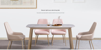 IN-Macaron-Nordic Light Luxury Rock Slab Dining Set