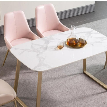 IN-Macaron-Nordic Light Luxury Rock Slab Dining Set