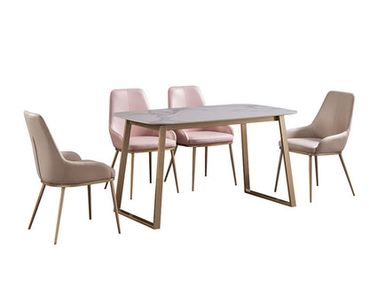 IN-Macaron-Nordic Light Luxury Rock Slab Dining Set