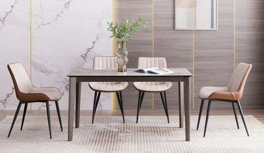 IN-Italian Light Luxury Rock Slab Dining Set 4 Seater