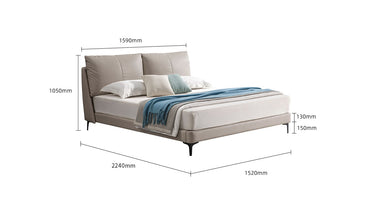 IN-Macaron-Nordic light luxury leather soft bed