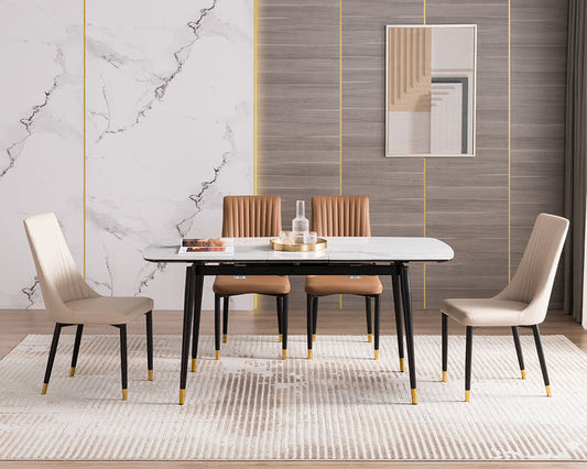 IN-Modern light luxury functional all-stone dining 6 Seater