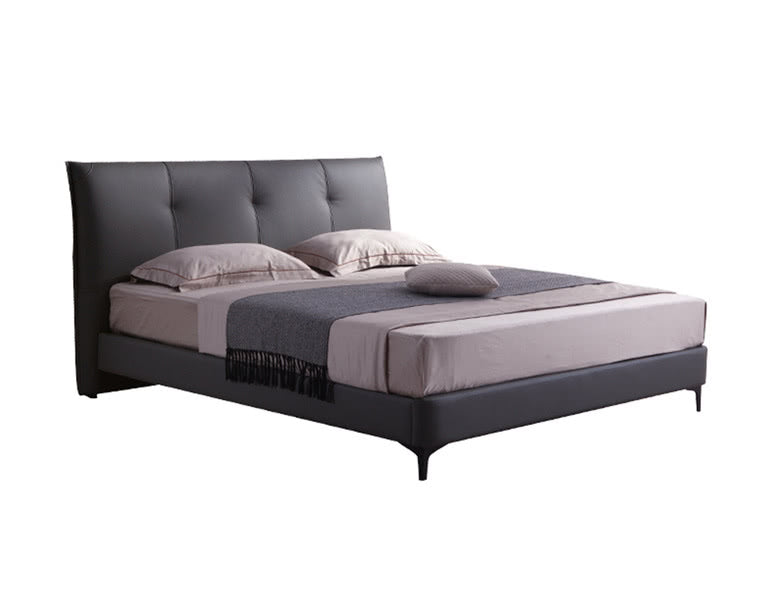 IN-Margaret modern simple leather art soft bed BLACK GRAY