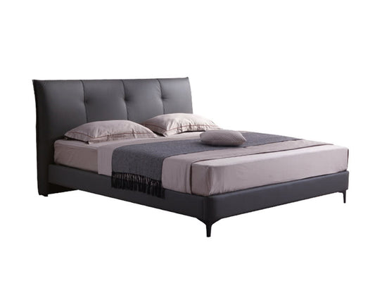 IN-Margaret modern simple leather art soft bed BLACK GRAY