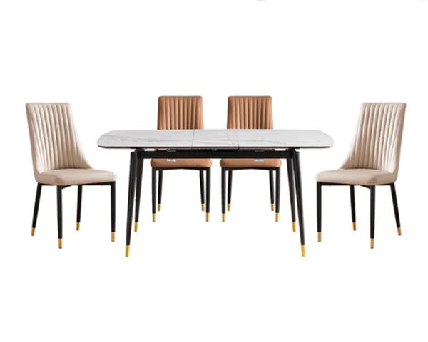 IN-Modern light luxury functional all-stone dining 6 Seater