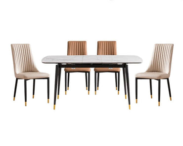 IN-Modern light luxury functional all-stone dining 6 Seater