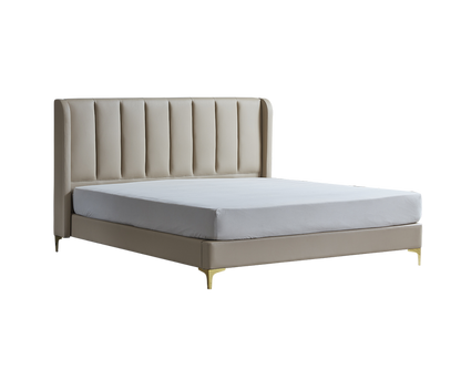 IN-Miranda series modern leather soft bed - MILK TEA COFFEE