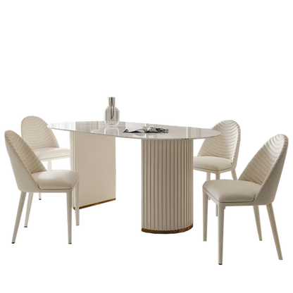 IN-Italian Fashion Rock Slab Dining Set 4 Seater