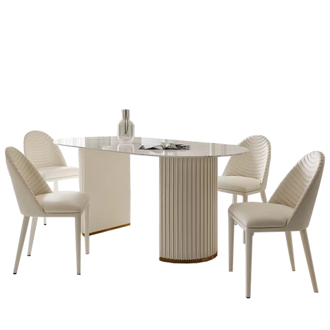 IN-Italian Fashion Rock Slab Dining Set 6 Seater