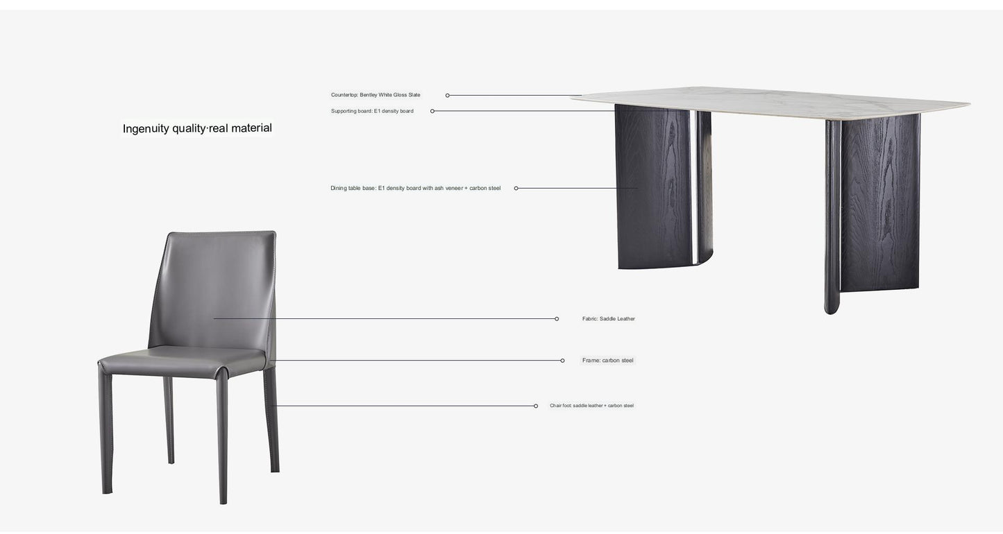 IN-Simple Modern Minimalist Light Slate Dining Set 4 Seater