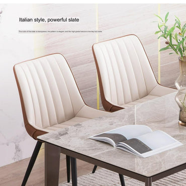 IN-Italian Light Luxury Rock Slab Dining Set - 6 Seater