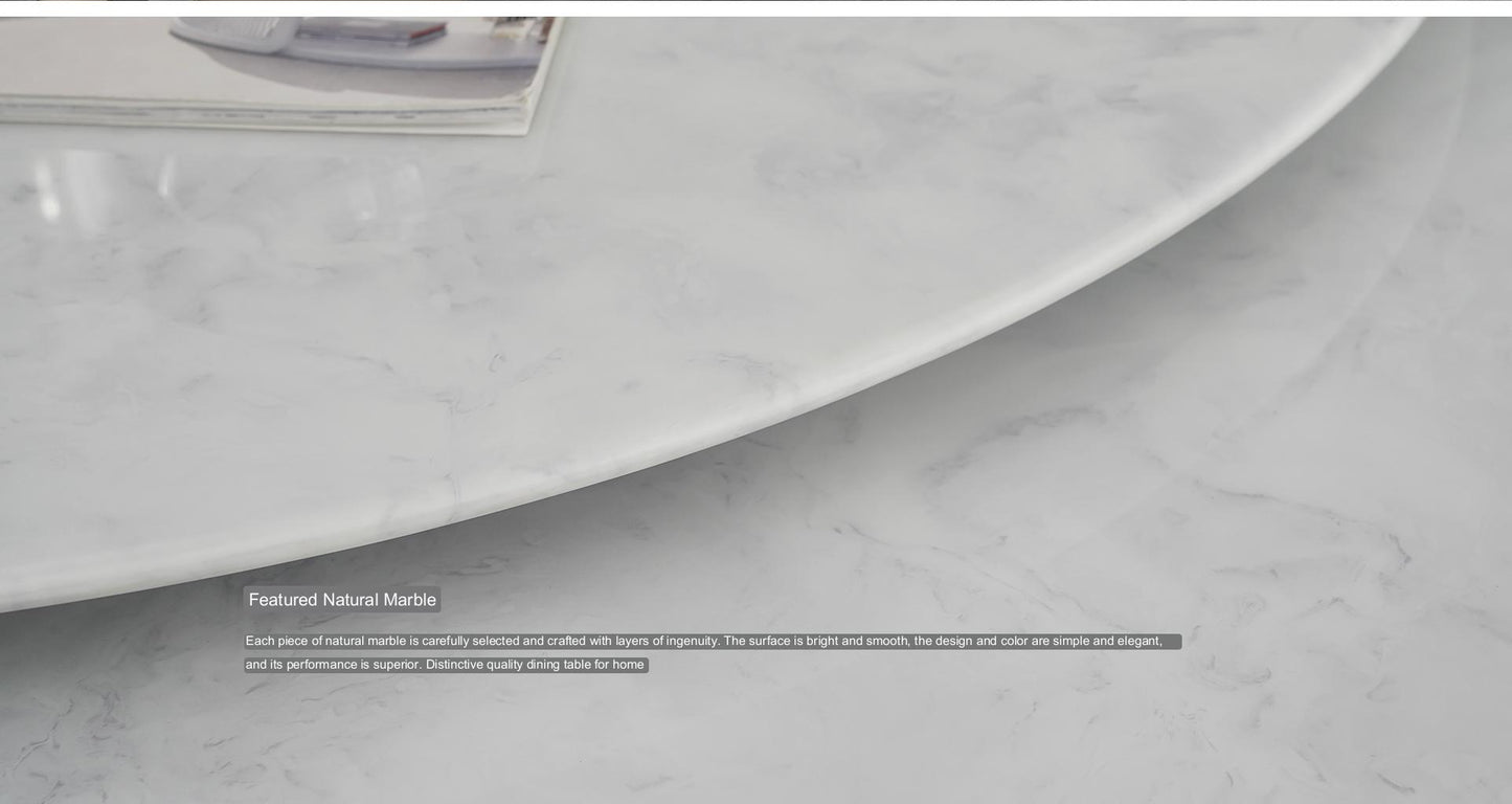 IN-Modern Marble Turntable Dining Set