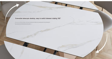 IN-Light Luxury Slate Composite Tempered Glass Functional Dining Set