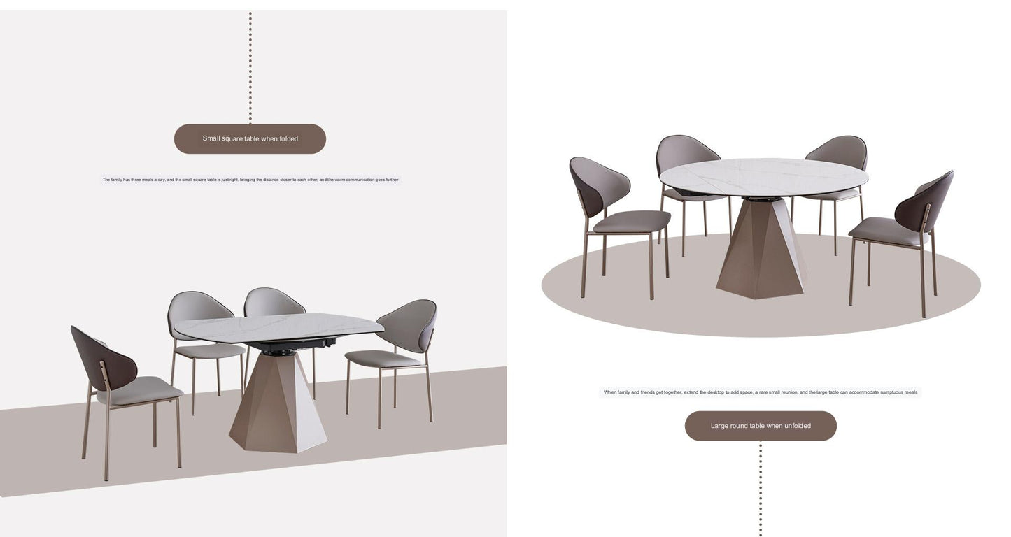 IN-Light Luxury Slate Composite Tempered Glass Functional Dining Set