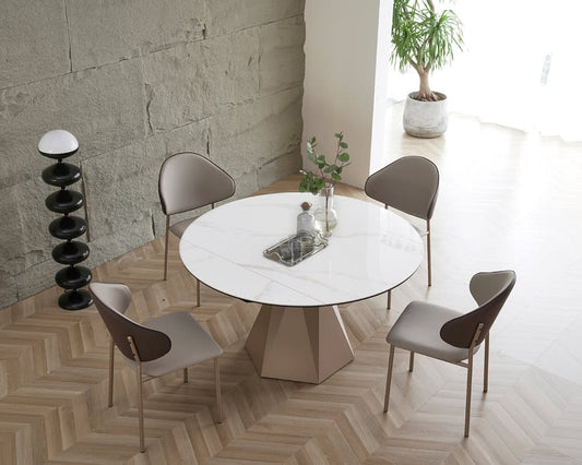 IN-Light Luxury Slate Composite Tempered Glass Functional Dining Set