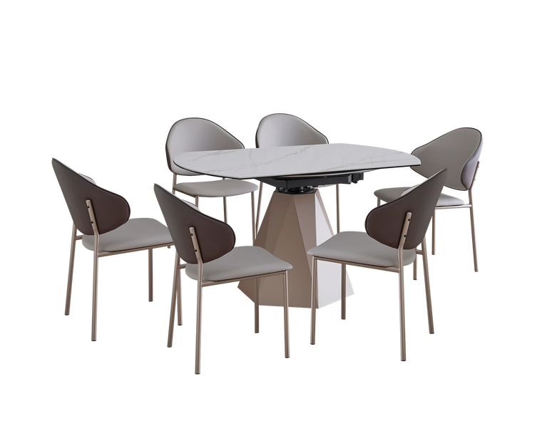 IN-Light Luxury Slate Composite Tempered Glass Functional Dining Set