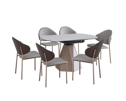 IN-Light Luxury Slate Composite Tempered Glass Functional Dining Set