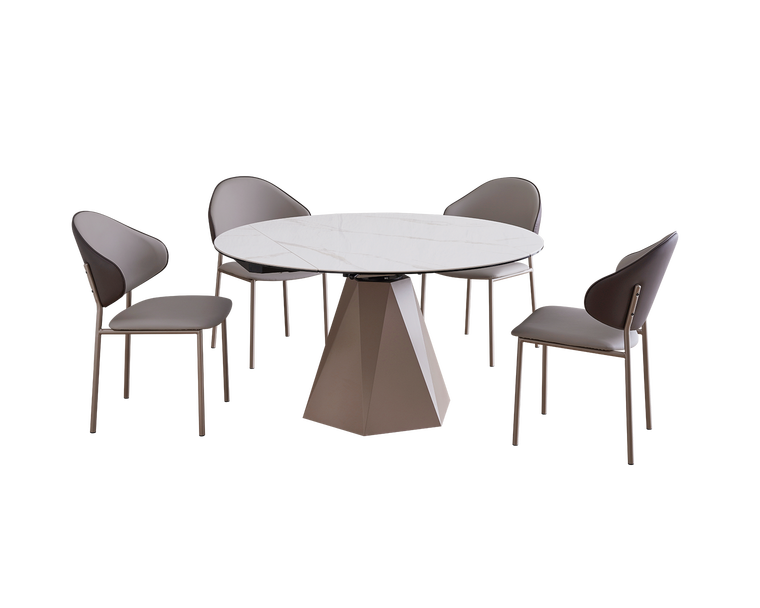 IN-Light Luxury Slate Composite Tempered Glass Functional Dining Set