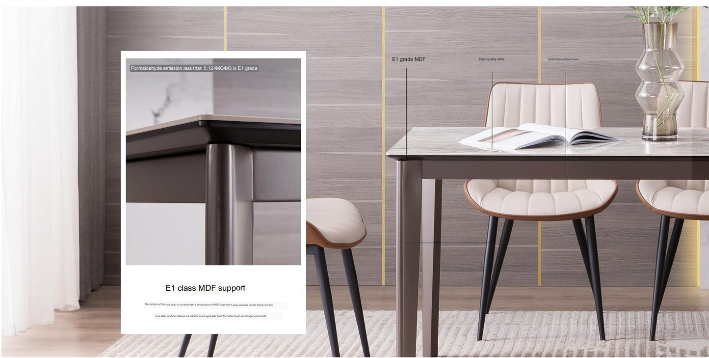 IN-Italian Light Luxury Rock Slab Dining Set - 6 Seater