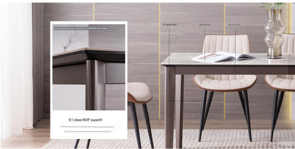 IN-Italian Light Luxury Rock Slab Dining Set - 6 Seater