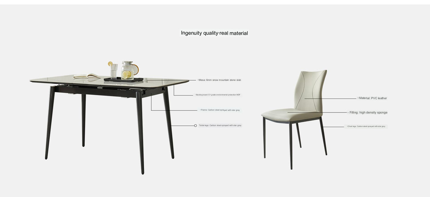 IN-Modern Style Extendable Slate Dining Set