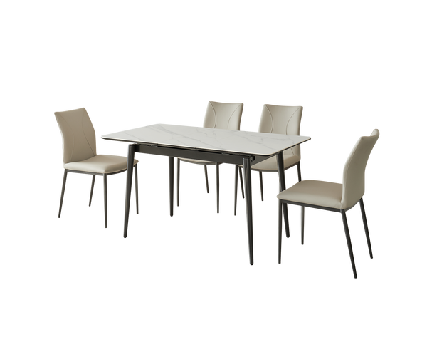 IN-Modern Style Extendable Slate Dining Set