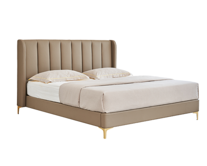 IN-Miranda series modern leather soft bed - MILKY BROWN