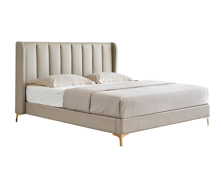 IN-Miranda series modern leather soft bed - OFF WHITE