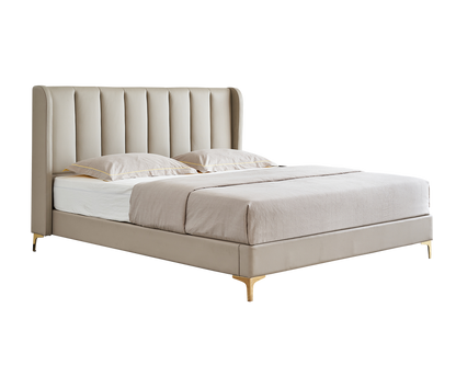 IN-Miranda series modern leather soft bed - OFF WHITE