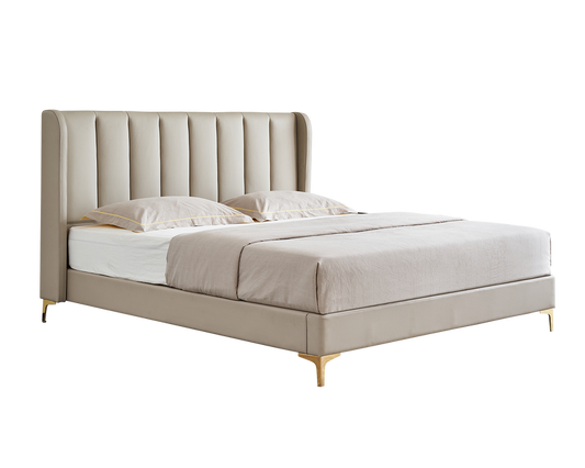 IN-Miranda series modern leather soft bed - OFF WHITE