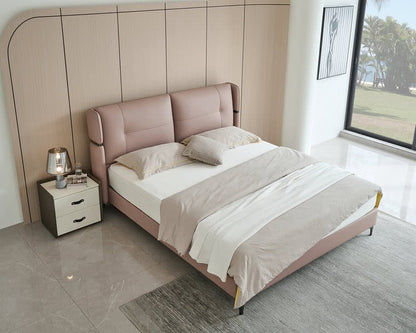 IN-Xilinmen Modern light luxury leather soft bed - Milk Brown