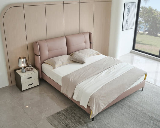 IN-Xilinmen Modern light luxury leather soft bed - Milk Brown