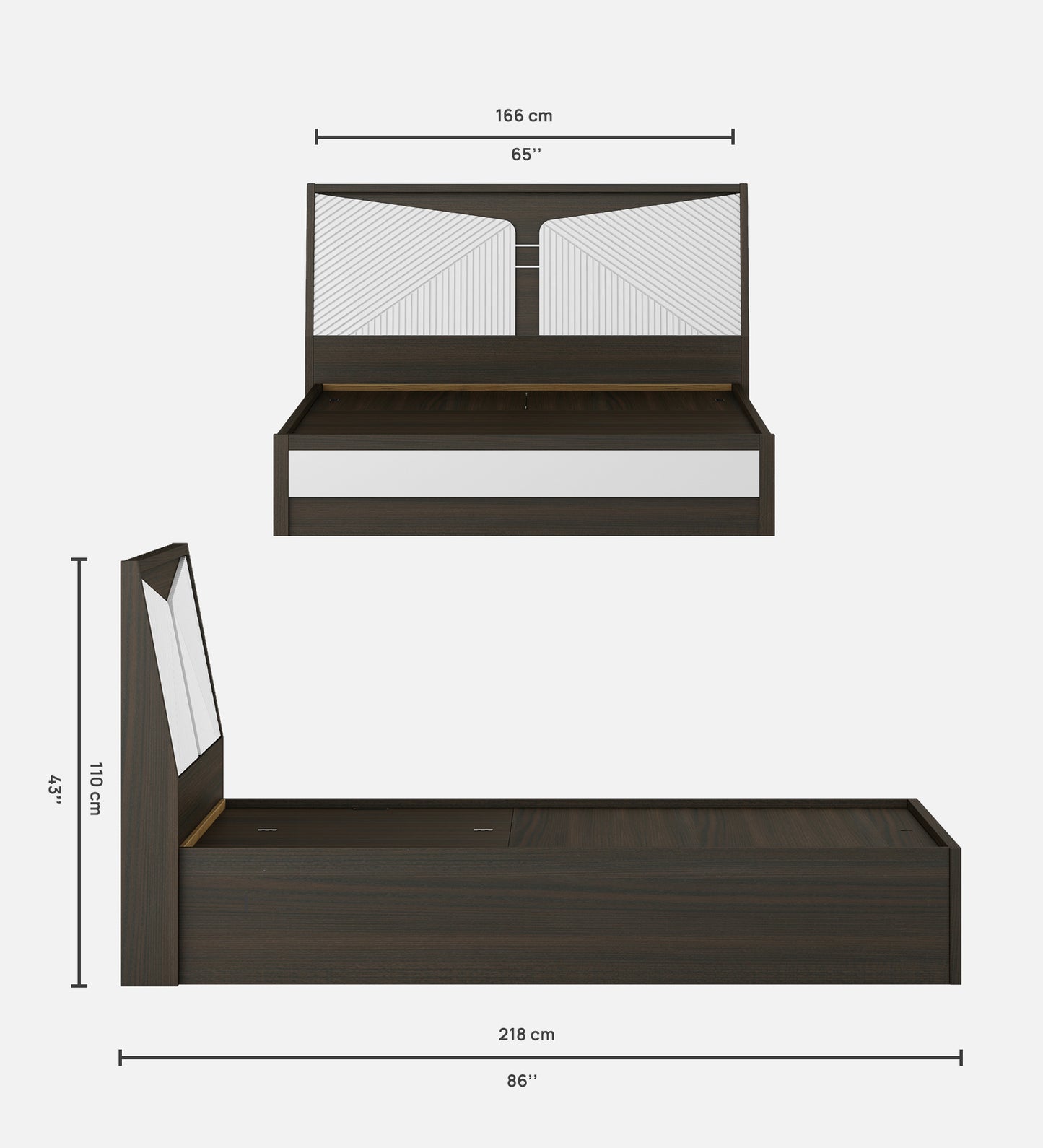 Alina Queen bed with 3/4th lift on