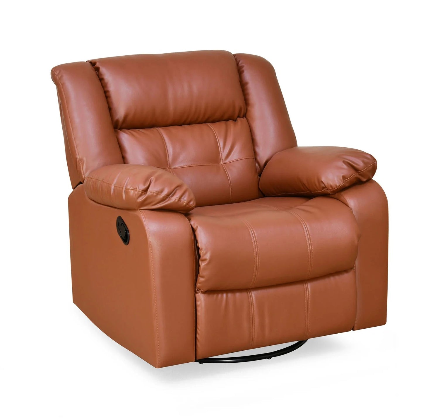 Ellis 1 Seater Leatherette Manual Rocker & Swivel Recliner-Tan Brown