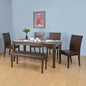 Camilla 1+4+Bench Dining Set-Dark Walnut