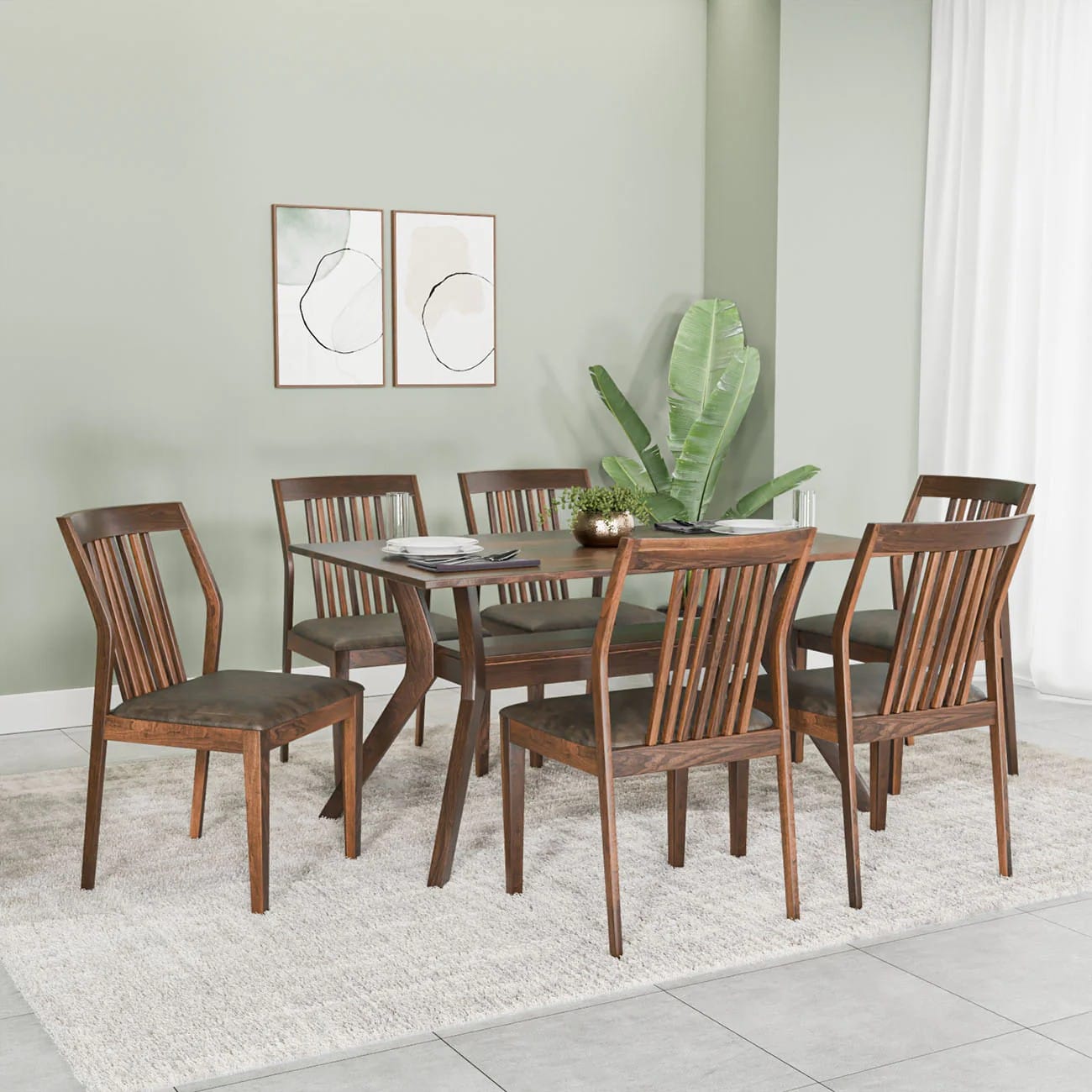 Blaine 6 Seater Dining Kit-Walnut