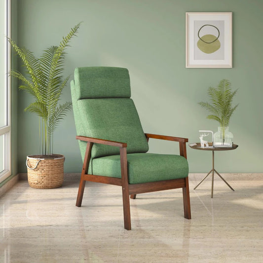 Genoa Solid Wood Arm Chair-Green