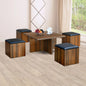 Trendy Engineered Wood Coffee Table Set with Storage Stool-Walnut