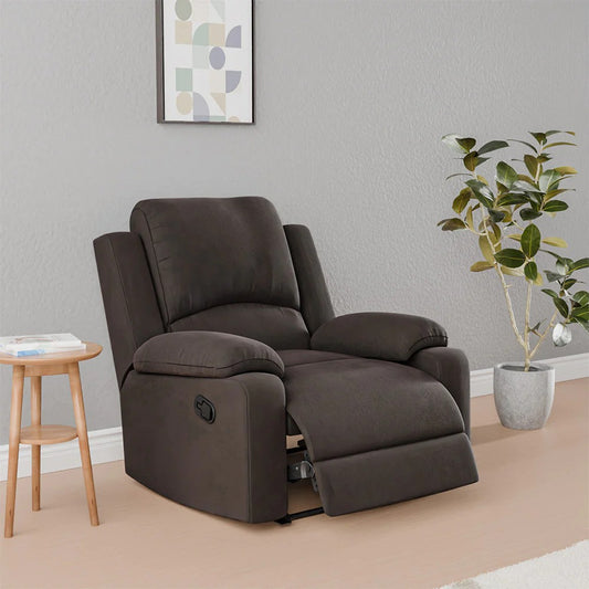 Luxor 1 Seater Sofa with 1 Manual Recliner-Coffee Brown