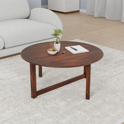 Crater Solid Wood Center Table-Walnut