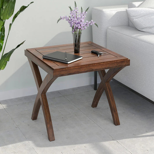 Karla Solid Wood Side Table-Walnut